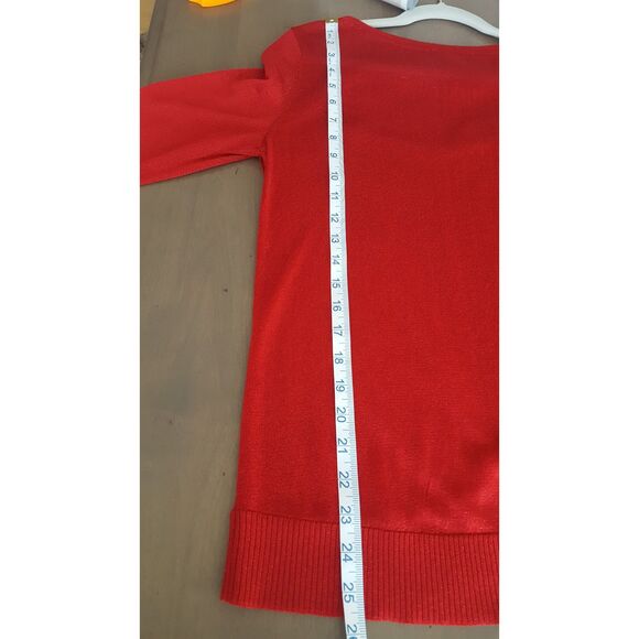 INC International Concepts, Red‎ cowl sweater/Tunic with draped front, Large - Picture 3 of 8